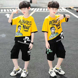 Children's Short Sleeved Suit Boys Summer Handsome Sports Clothes Trend