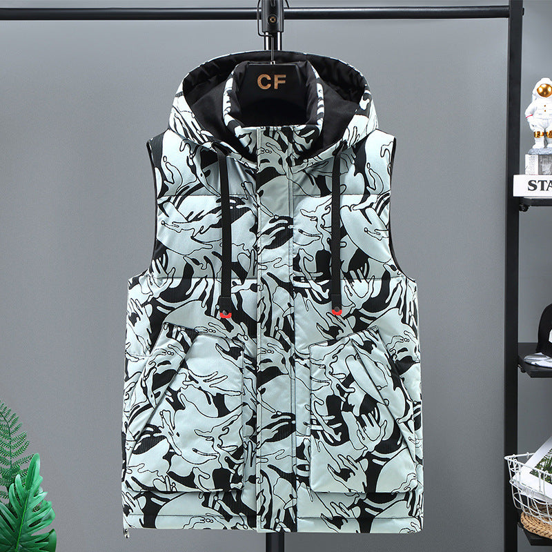 Camouflage Cotton-padded Casual Plus Size Waistcoat Vest