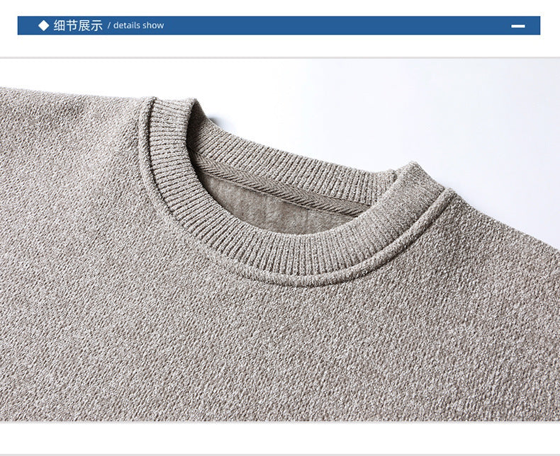 Men's Sweater Round Neck Long Sleeve Sweater Loose Splicing Knitwear Bottoming Top