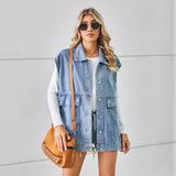 Denim Vest With Big Pockets Fashion Sleeveless Outwear Vest For Womens Clothing - AL MONI EXPRESS