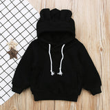 Long-sleeved Bear Ear Top And Fleece Hooded Sweater