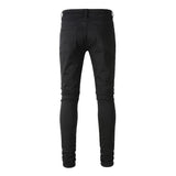 Diamond Embellished Stretch Black Slim Fitting Small Leg Jeans - AL MONI EXPRESS