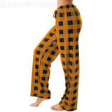 Drawstring Plaid Print Trousers Casual Loose Sports Home Pants Women - AL MONI EXPRESS