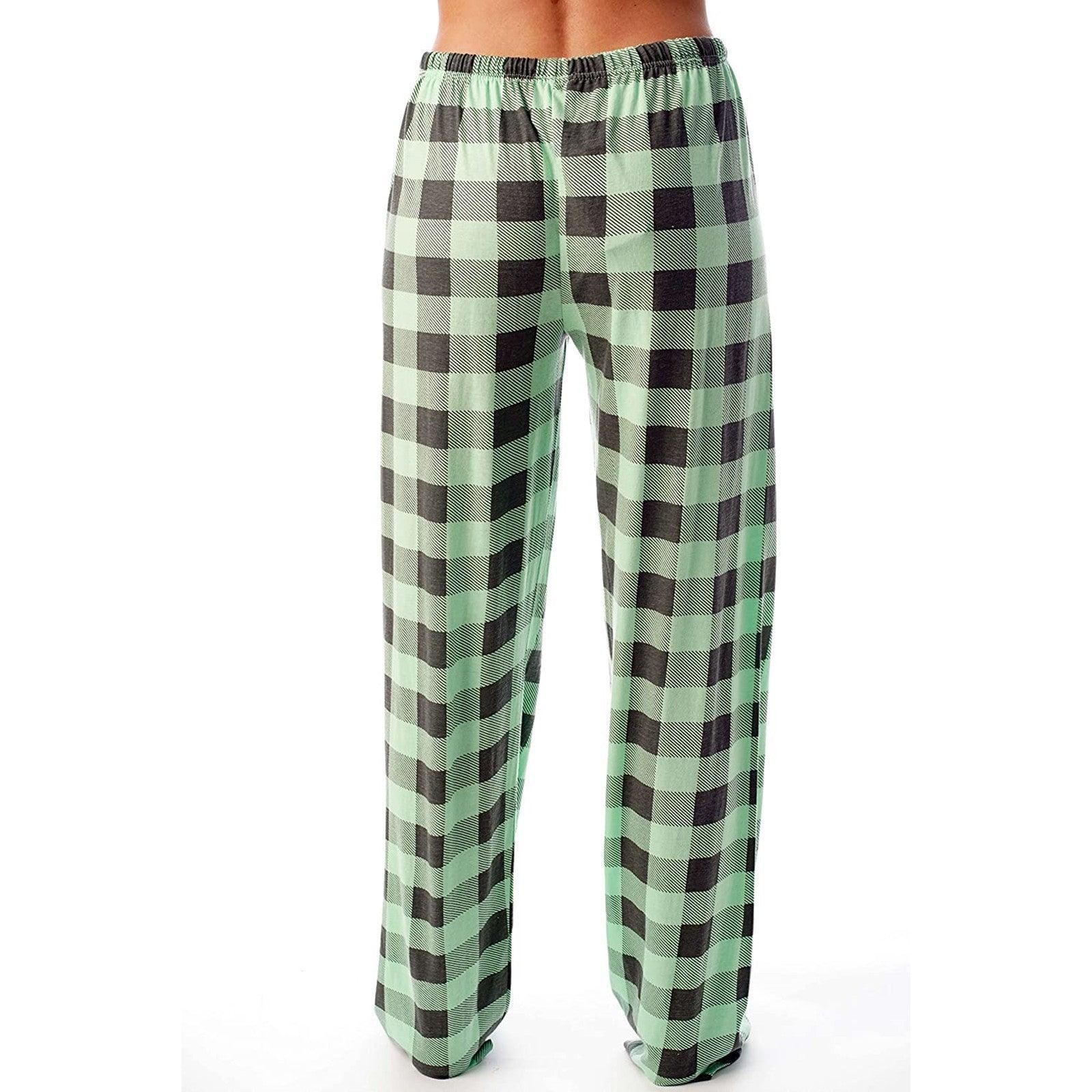 Drawstring Plaid Print Trousers Casual Loose Sports Home Pants Women - AL MONI EXPRESS