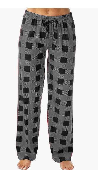 Drawstring Plaid Print Trousers Casual Loose Sports Home Pants Women - AL MONI EXPRESS