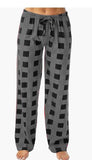 Drawstring Plaid Print Trousers Casual Loose Sports Home Pants Women - AL MONI EXPRESS