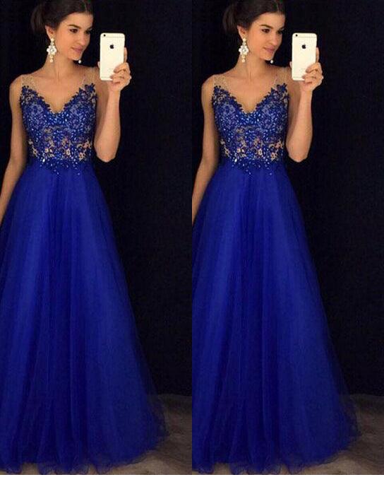 Dress Backless Beaded Ball Elegant Long Dress Blue Chiffon Dress Spot - Almoni Express