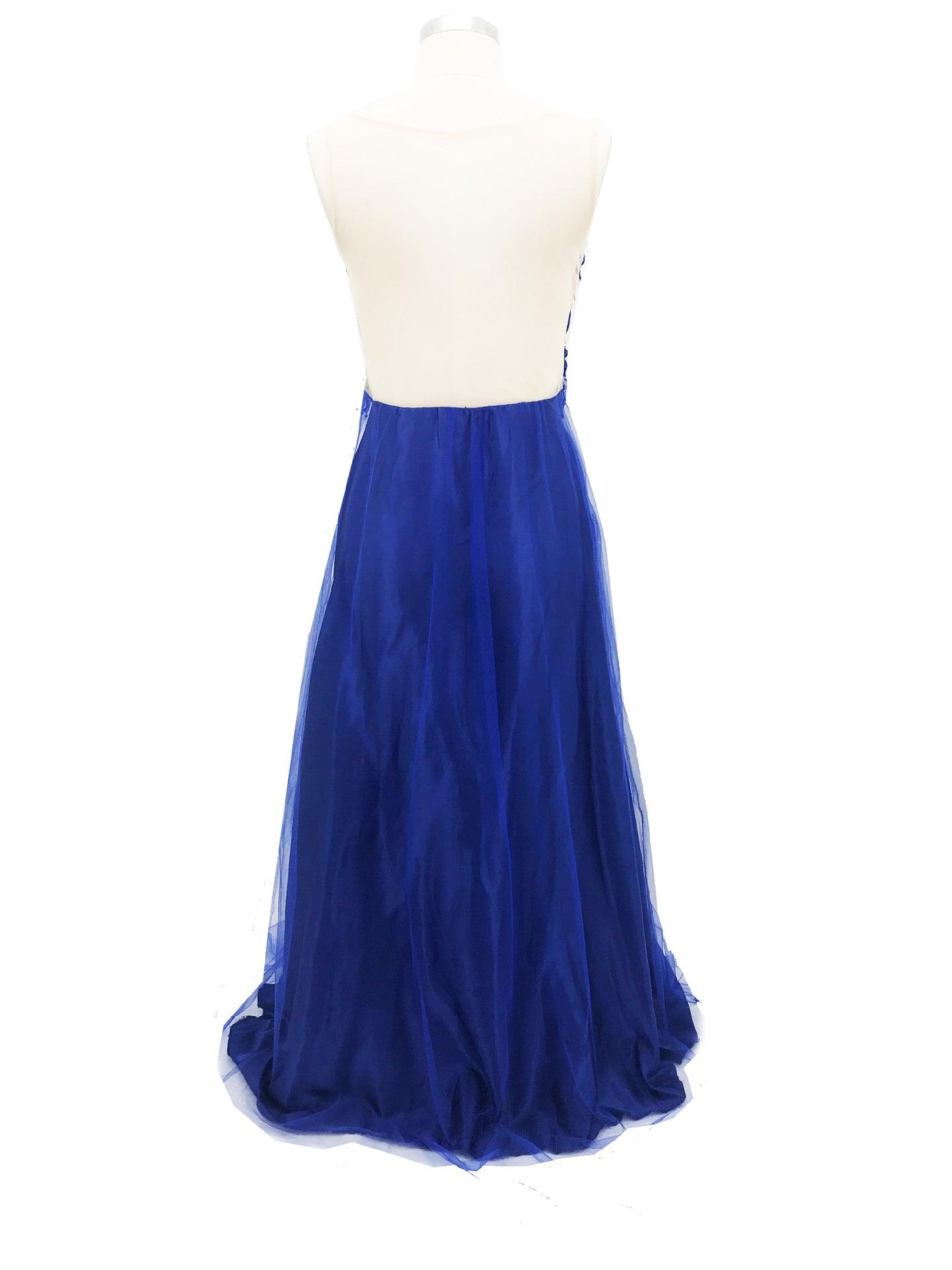 Dress Backless Beaded Ball Elegant Long Dress Blue Chiffon Dress Spot - Almoni Express