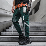 Men's Hip Hop Dark Loose Web Cargo Pants