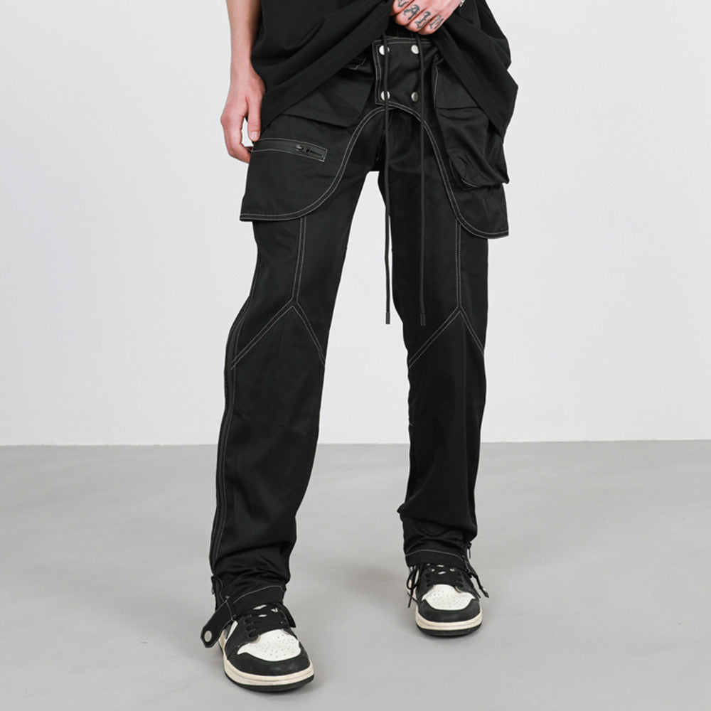 Deconstruction Function Glued Zipper Shell Men's Overalls Tide Brand