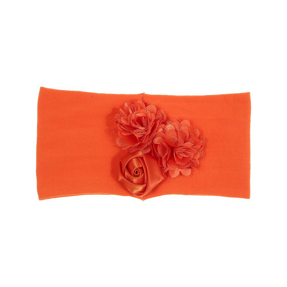 Satin Cloth Mesh Flower Rose Baby Headband