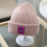 South Korea With The Same Paragraph Candy Color Expression Cloth Label Children's Knitted Hats