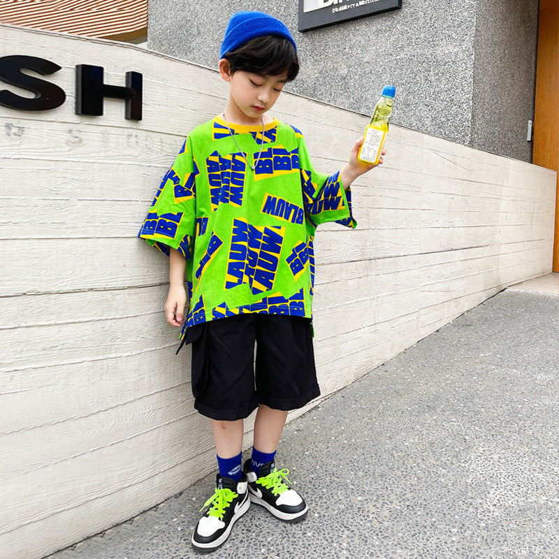 Boys' Suits, Big Children's Summer Clothes, Fried Street Children's Hip-hop Clothes