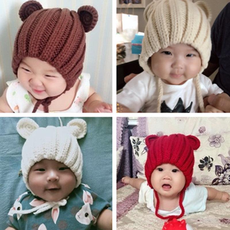 Ear Protection Knitted Baby Woolen Cute Hat - Almoni Express