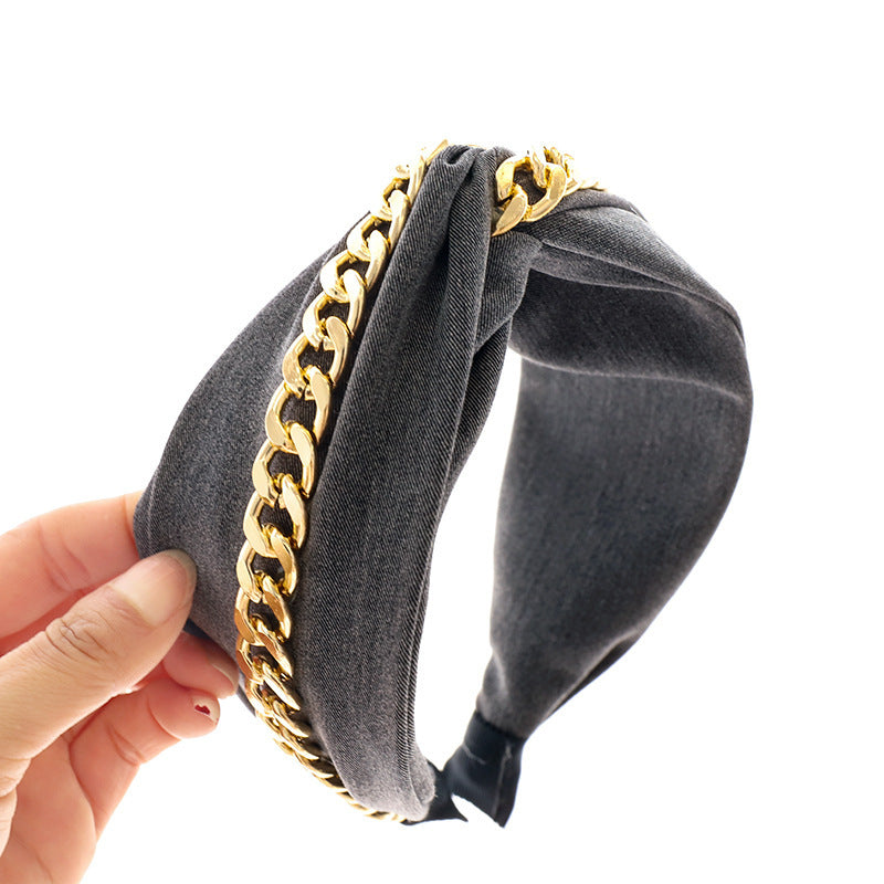 Fashion Chain Cross-knotted Headband Hair Accessory