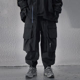 Men's Loose Casual Black Multi-pocket Trousers