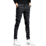 Elastic Waist Jeans Men's Skinny Stretch Trousers - Almoni Express