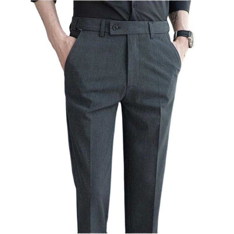 Elastic Waist Suit Pants Men's Ankle-length Slim-fit Casual Pants - Almoni Express