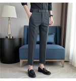 Elastic Waist Suit Pants Men's Ankle-length Slim-fit Casual Pants - Almoni Express