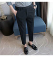 Elastic Waist Suit Pants Men's Ankle-length Slim-fit Casual Pants - Almoni Express