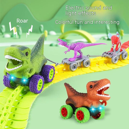 Electric Dinosaur-themed Children's Roller Coaster with Plastic Track Toy - AL MONI EXPRESS