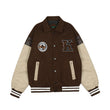 Embroidered PU Leather Sleeve Stitching Baseball Jacket Cotton Jacket Men - Almoni Express