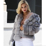 Europe And The United States Autumn And Winter New Fox Fur Fur Coat Women's Short Long-sleeved Fur Artificial Fur Coat - Almoni Express