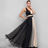 European and American fashion V-neck backless color dress skirt long dress - Almoni Express