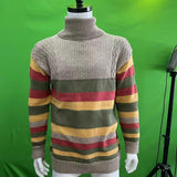 European And American Turtleneck Sweater Autumn And Winter Lapel Color Matching Knitted - Almoni Express