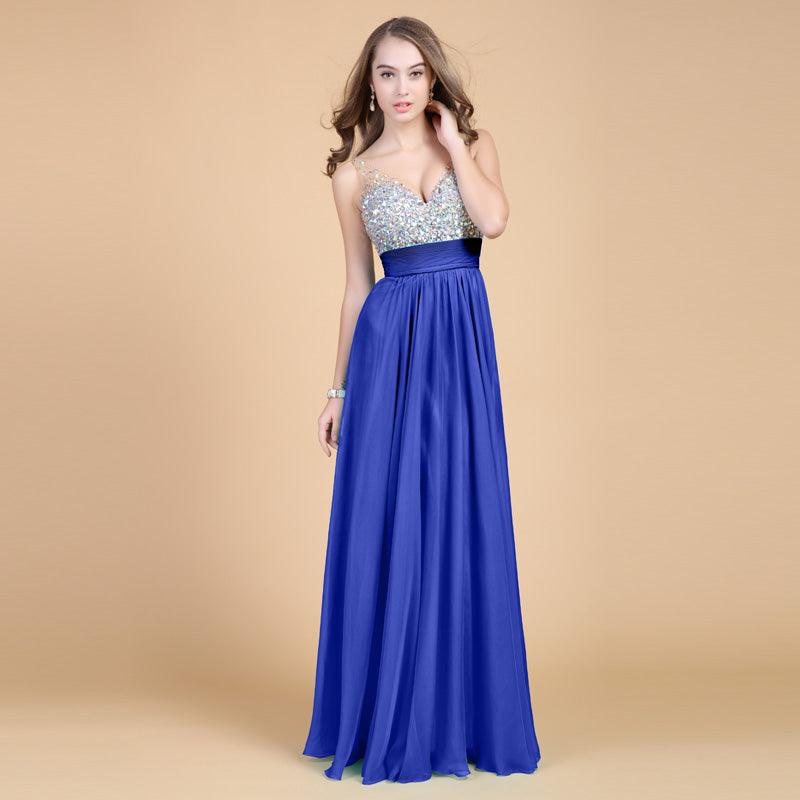 Evening Dress Long Banquet Toast Wedding Dress Evening Dress Chiffon Long Skirt - Almoni Express