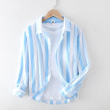 Extremely Hemp JapaneseStriped Casual Long-sleeved Shirt For Men - AL MONI EXPRESS