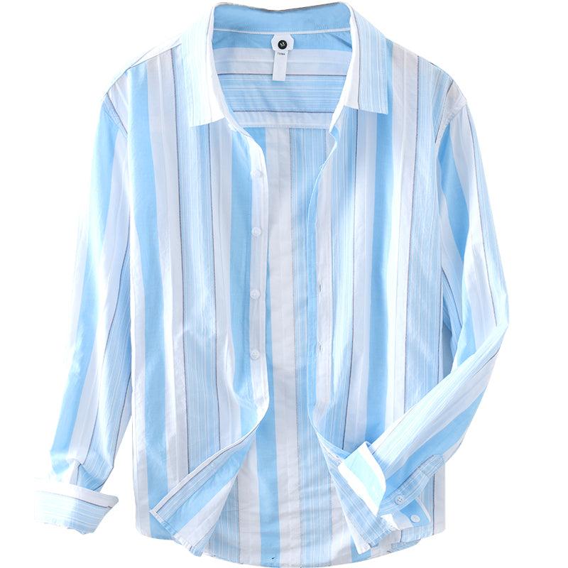 Extremely Hemp JapaneseStriped Casual Long-sleeved Shirt For Men - AL MONI EXPRESS