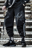 Men's Loose Black Overalls Hip-hop Pocket Pants