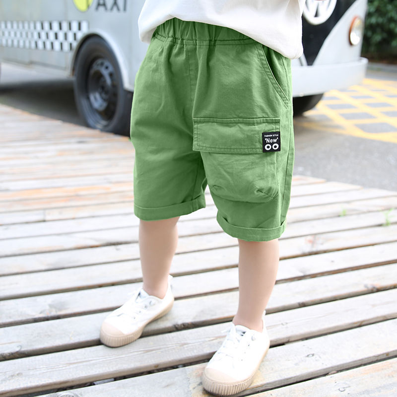 Solid Color Boy's Thin Loose Cropped Cargo Trousers