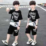 Children's Short Sleeved Suit Boys Summer Handsome Sports Clothes Trend