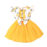 Baby Girl Printed Mesh  Sweet And Cute Flying Sleeve Dress Children's Clothes Summer Skirt