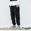 Overalls Men's Spring And Autumn Dark Black Functional Wind Pants Webbing Drawstring Trousers