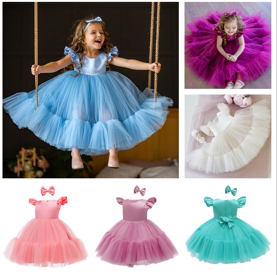 Mesh Poncho Princess Dress Children's Dress