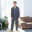 Fall men's simulated silk stripe pajamas men - Almoni Express