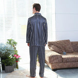 Fall men's simulated silk stripe pajamas men - Almoni Express