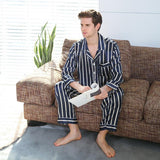 Fall men's simulated silk stripe pajamas men - Almoni Express