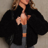 Fashion Cashmere Cardigan Short Jacket Lamb Wool Coat Women - Almoni Express