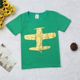 Fashion Casual Cotton Print Fashion Small Airplane Kids T-shirt - Almoni Express