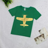 Fashion Casual Cotton Print Fashion Small Airplane Kids T-shirt - Almoni Express