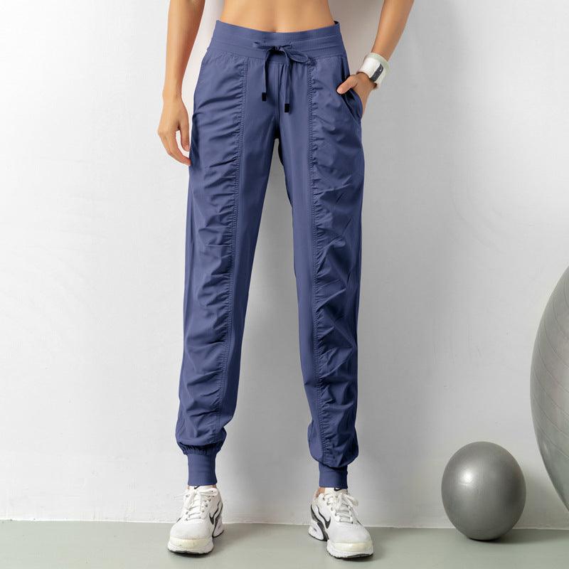 Fashion Casual Sports Pants For Women Loose Legs Drawstring High Waist Trousers With Pockets Running Sports Gym Fitness Yoga Pants - AL MONI EXPRESS