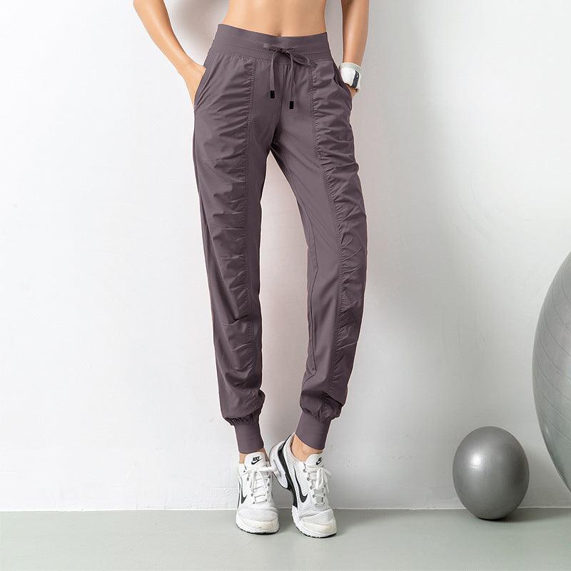 Fashion Casual Sports Pants For Women Loose Legs Drawstring High Waist Trousers With Pockets Running Sports Gym Fitness Yoga Pants - AL MONI EXPRESS