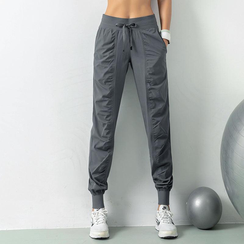 Fashion Casual Sports Pants For Women Loose Legs Drawstring High Waist Trousers With Pockets Running Sports Gym Fitness Yoga Pants - AL MONI EXPRESS