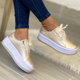 Fashion Flats Sneakers Women Ribbon Lace-up Platform Shoes - AL MONI EXPRESS