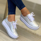 Fashion Flats Sneakers Women Ribbon Lace-up Platform Shoes - AL MONI EXPRESS