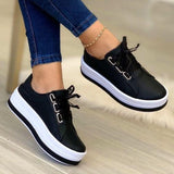 Fashion Flats Sneakers Women Ribbon Lace-up Platform Shoes - AL MONI EXPRESS